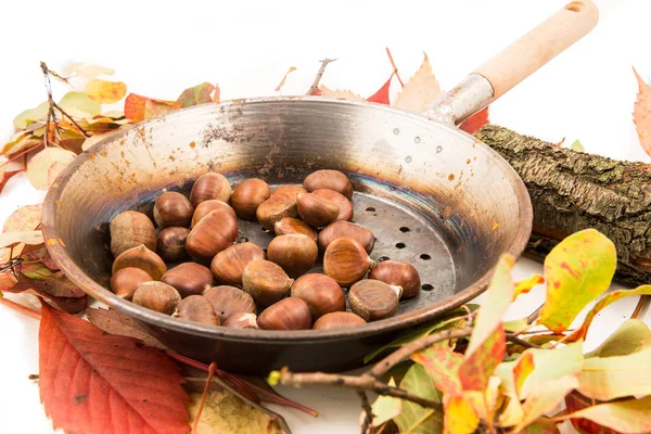 Castagne in padella . — Foto Stock