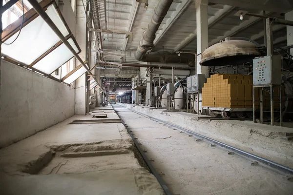 Industry. Photo of old dusty workshop at brickyard — Stock Photo, Image