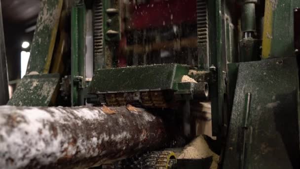 Woodshop. Vista de usinagem de madeira na serraria — Vídeo de Stock
