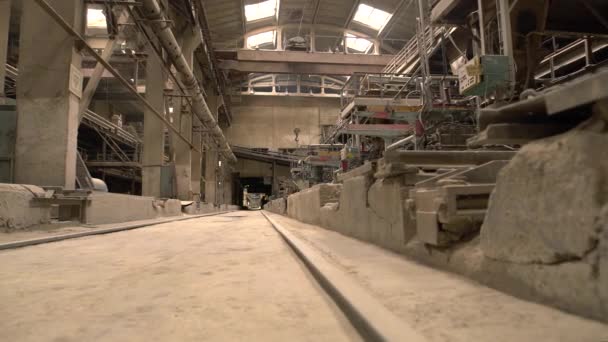 View on empty workshop of old brick factory — Stock Video