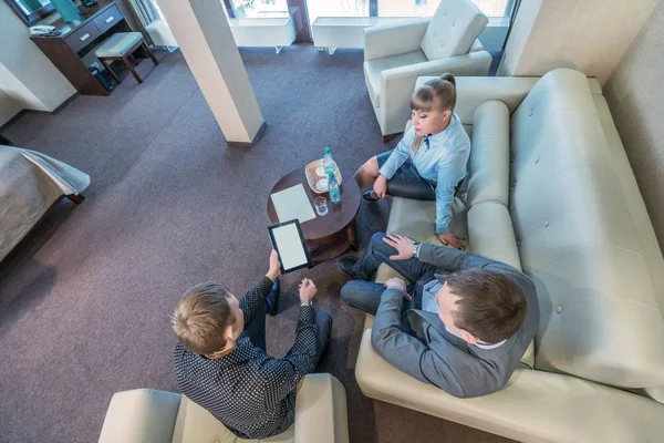 İş toplantı otel odasında Üstten Görünüm