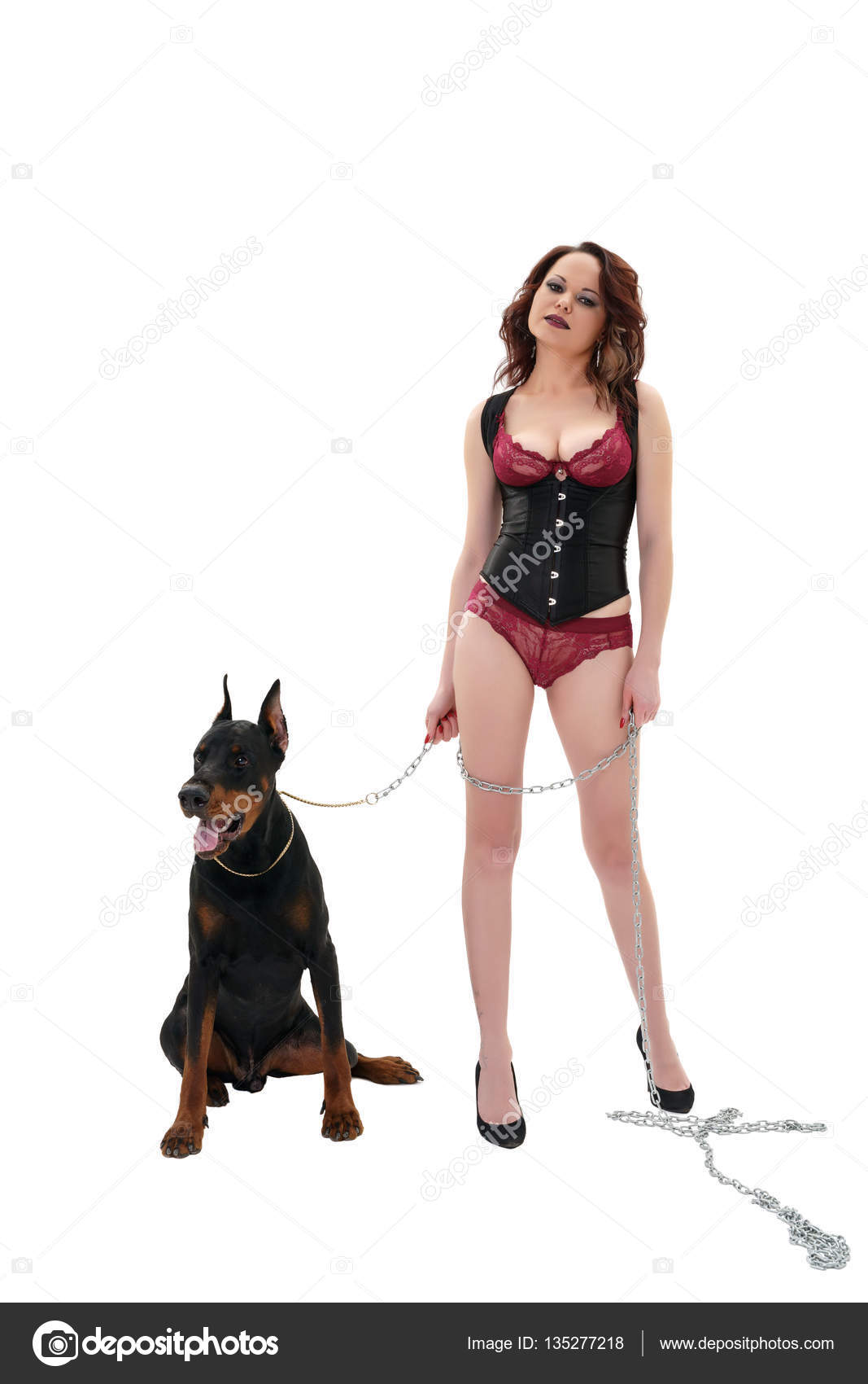 Dog woman in lingerie erotic