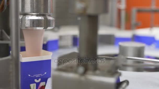 酪農工場で牛乳ボクシング機器 — ストック動画