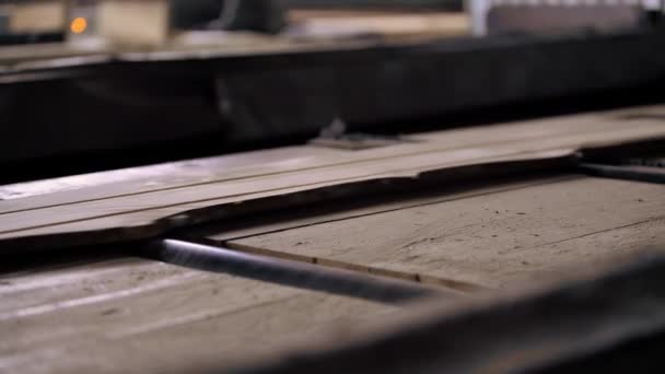 Vista de máquinas de corte em serraria — Vídeo de Stock