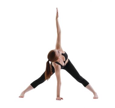 Yoga yaparken Yuong kız atış izole