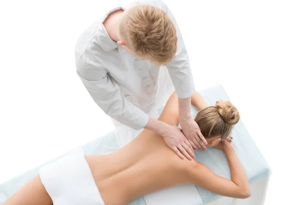 Nude blonde being massaged top view — Stock Photo, Image