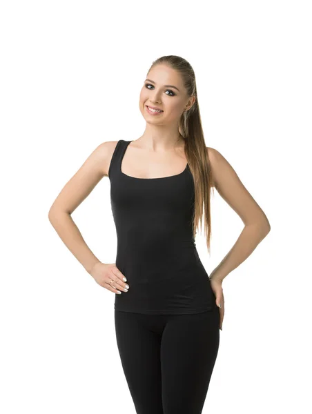 Slim ragazza in abbigliamento sportivo ritagliato colpo isolato — Foto Stock