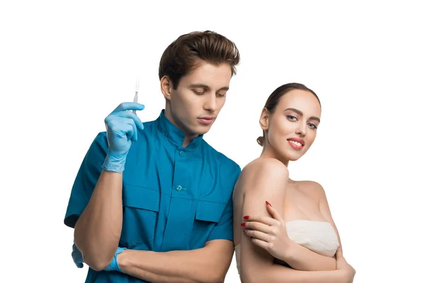 Plastic surgeon shot with a beautiful girl — Stock Photo, Image