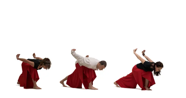 Las personas que hacen ejercicios de yoga tiro aislado en blanco —  Fotos de Stock