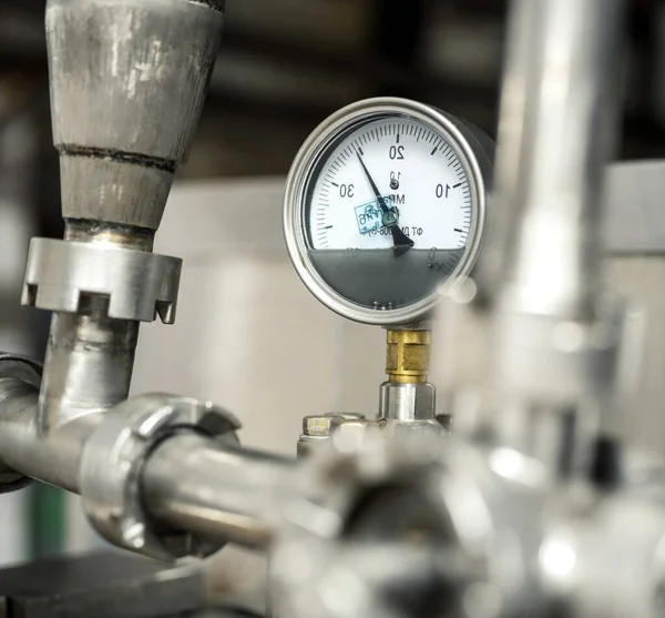 View of preassure indicator at milk factory — Stock Photo, Image
