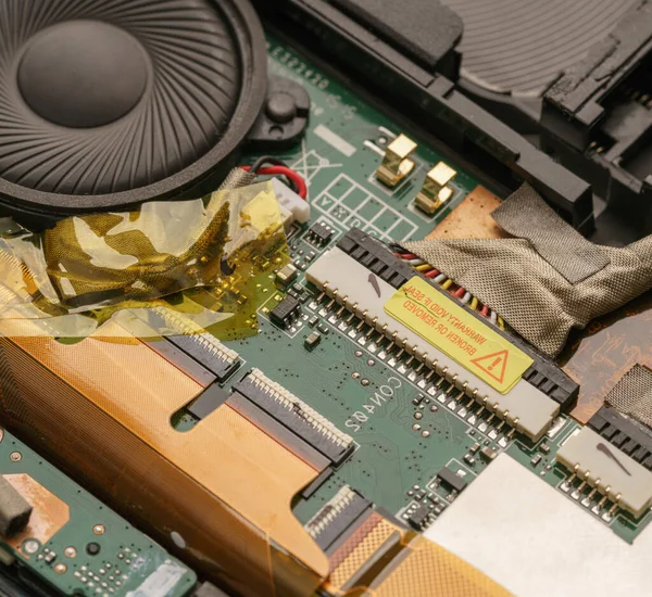 Hardware. Foto der Laptop-Hauptplatine, Nahaufnahme — Stockfoto