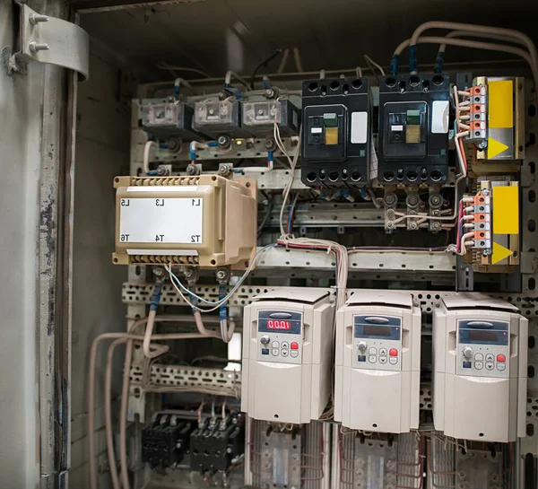 Electrical panel with fuses and contactors — Stock Photo, Image
