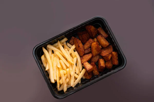 Fried potatoes portion top view — Stock Photo, Image