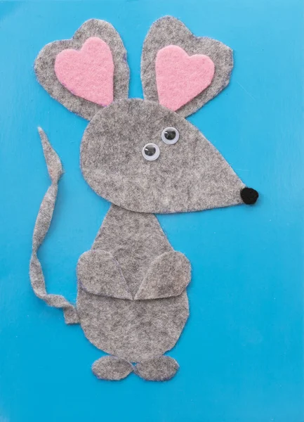 Crianças sentiram artesanato de vista do mouse — Fotografia de Stock