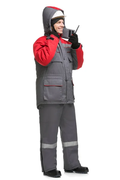 Masculino no inverno workwear isolado vista — Fotografia de Stock