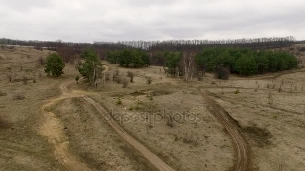 Landschap van een platteland moto track — Stockvideo