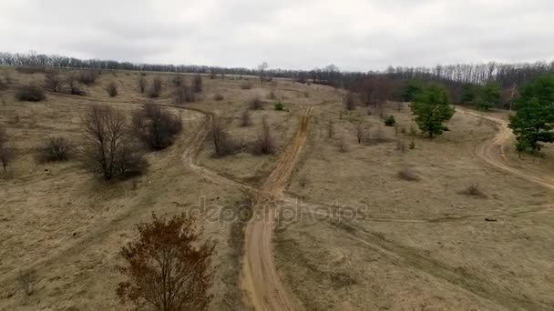 Landschap van een platteland moto track — Stockvideo