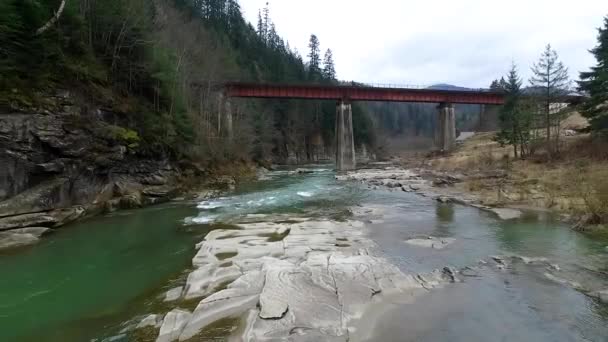 Gebirgsbach fließt durch Klippen — Stockvideo