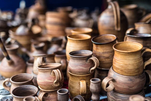 Different wooden kitchenware at market — Stock Photo, Image