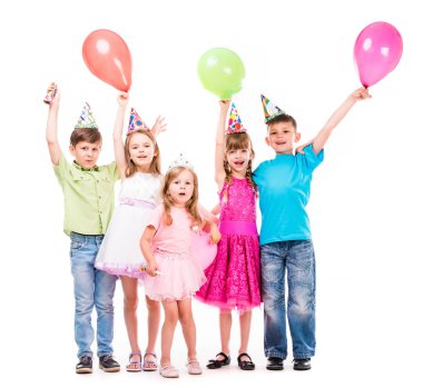 eller uo ve baloons küçük sevimli çocukla