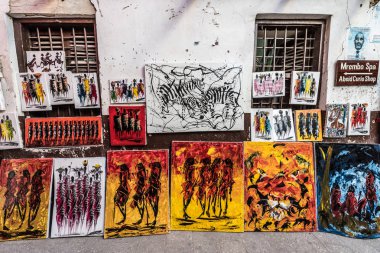 Yerel sokak satışa renkli Zanzibar Resim Sergisi