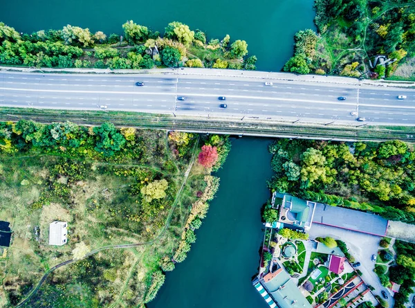 Aerial view - city bridge — Stock Photo, Image