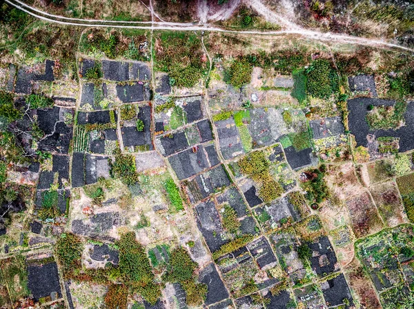 suburb terrain with markings dividing it on pieces, top view