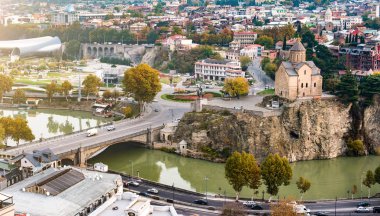 beautiful view of Narikala fortress and Tbilisi clipart