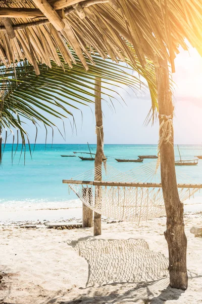 Beautiful seascape with hammock on a beach — Stock Photo, Image