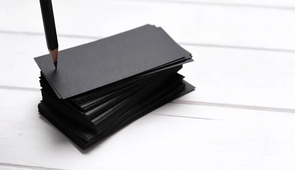 Stack of black business cards — Stock Photo, Image