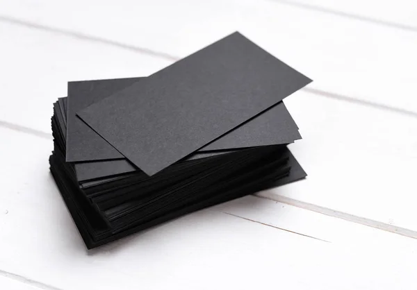 Stack of black business cards — Stock Photo, Image