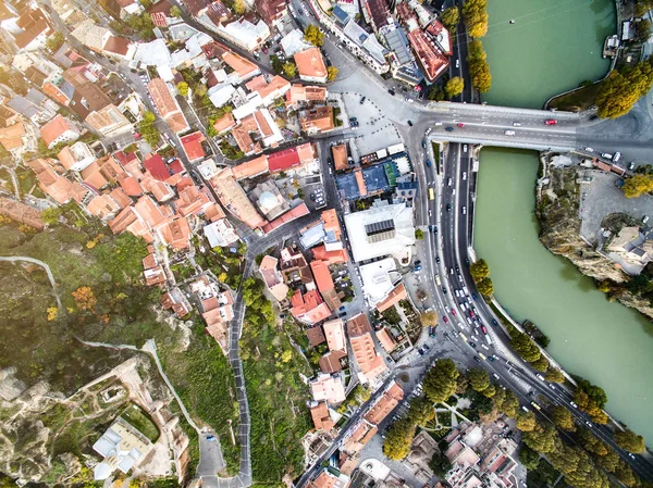 Tbilisi centro da cidade, Geórgia, aéreo — Fotografia de Stock