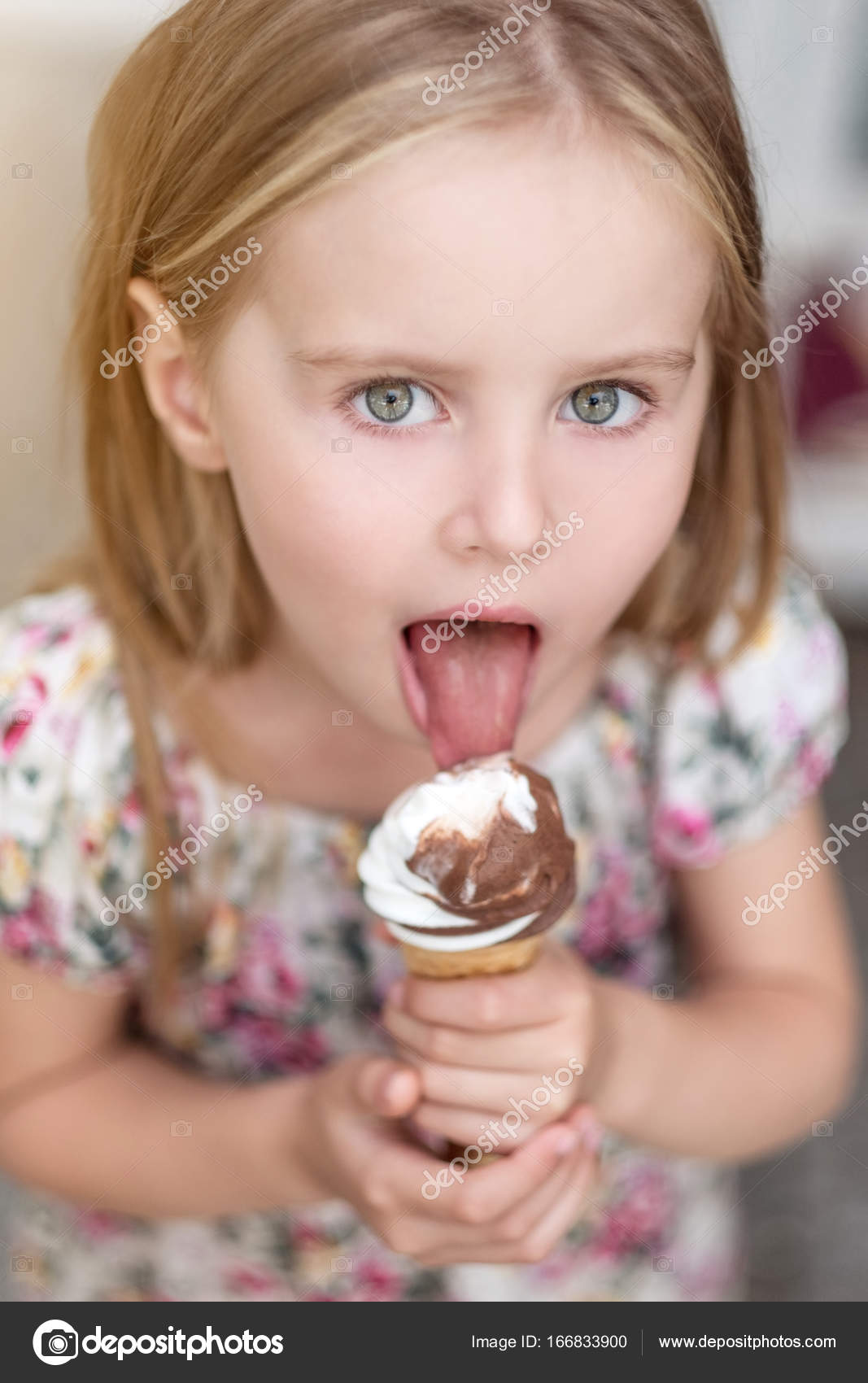 Assured, Young girls lick ice cream confirm. All Almost same. Young girls lick ice cream
