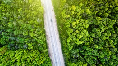 Hava ateş orman ve yol