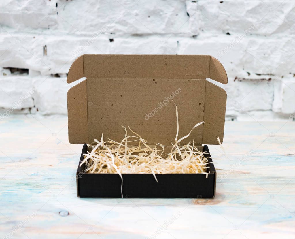 cardboard box on a table