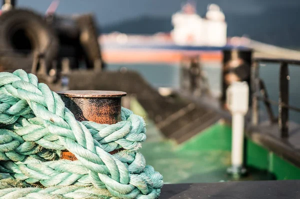 Closeup of old frayed boat rope — Stock Photo, Image