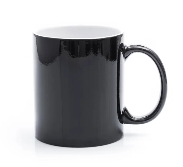 Schwarze Tasse auf Weiß — Stockfoto