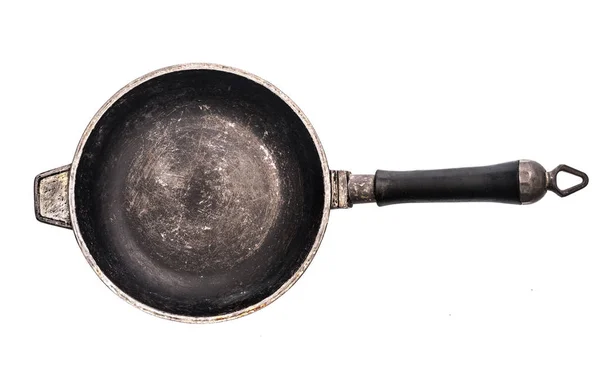 Small cast iron frying pan isolated on white background — Stock Photo, Image