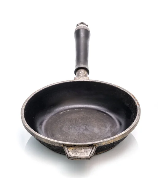 Small cast iron frying pan isolated on white background — Stock Photo, Image