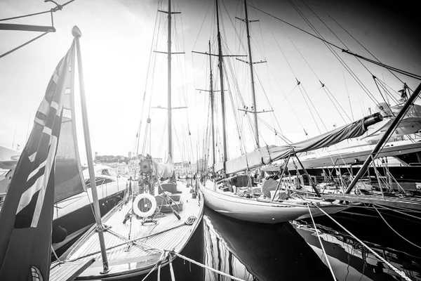 Yacht port in black and white — Stock Photo, Image