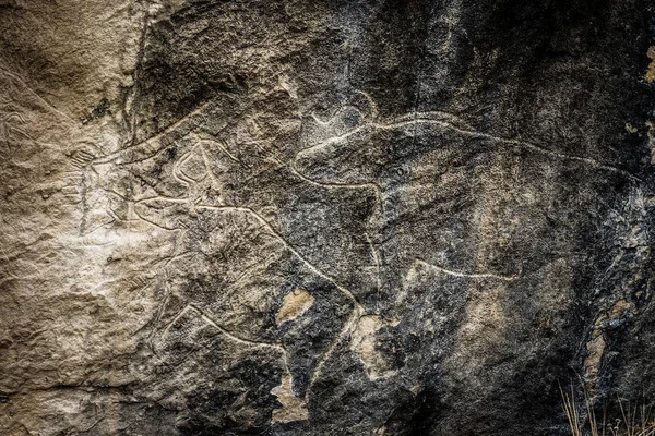 Fragment of petroglyph in Gobustan, — Stock Photo, Image