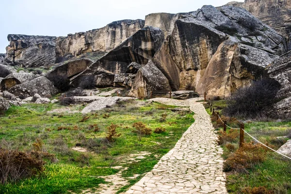 Gobustan national park ancient rocks — Stock Photo, Image