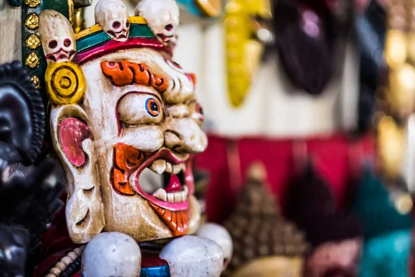 Bhairav mask hanging at the market in Nepal — Stock Photo, Image