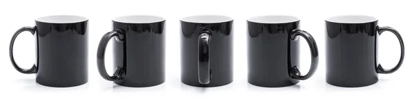 Conjunto de diferentes vistas de taza negra — Foto de Stock