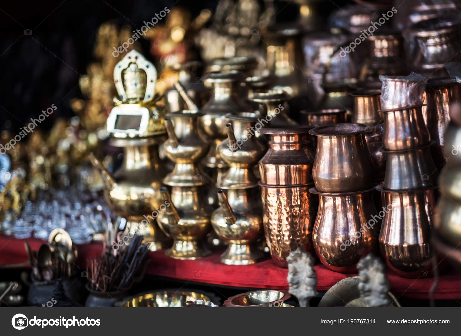 Brass utensils shop, Kathmandu market, Nepal Stock Photo by ©GekaSkr  190767314