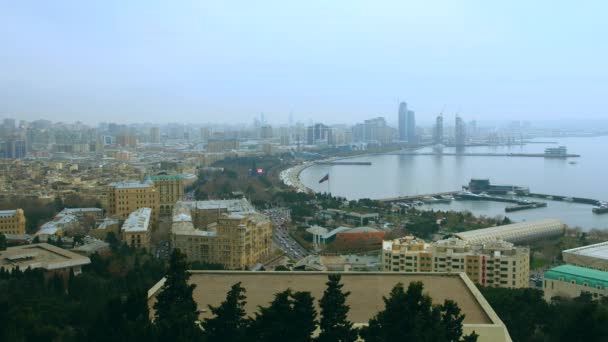 Panoramatický pohled na záliv Baku, Ázerbájdžán — Stock video