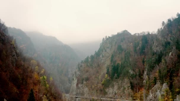 Paesaggio di montagne nebbiose — Video Stock