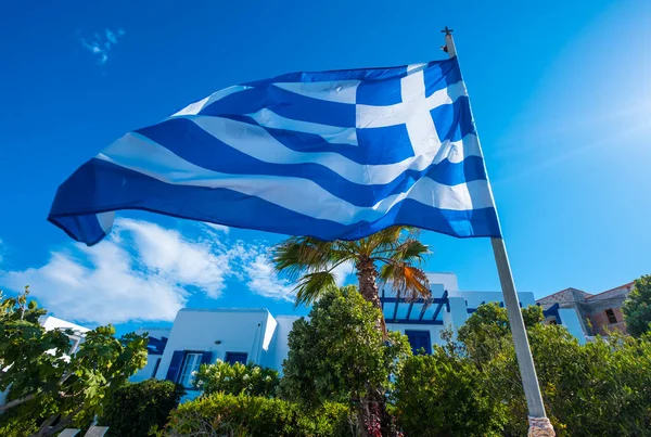 Greece flag on flagpole — Stock Photo, Image