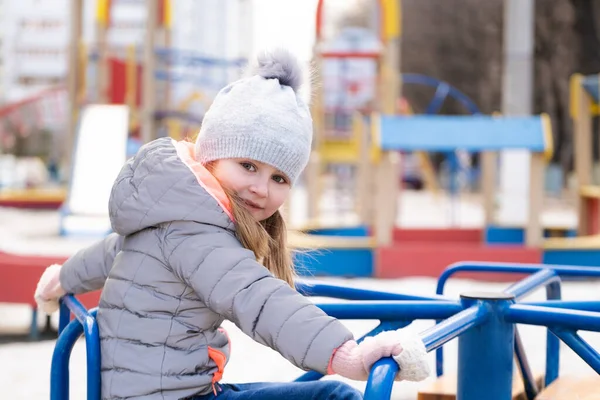 Child plating at playground toys — Stock Photo, Image