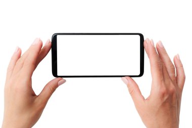 Elinde beyaz ekran ile siyah smartphone